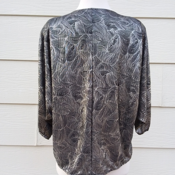 Vintage Black & Gold Jeri Marque Blouse M - Picture 8 of 12